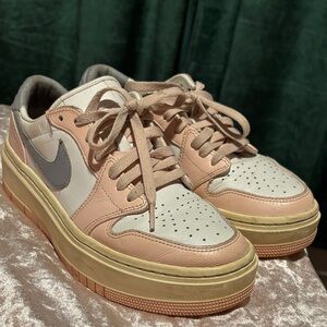 Nike Women's Cream and Pink Sneakers